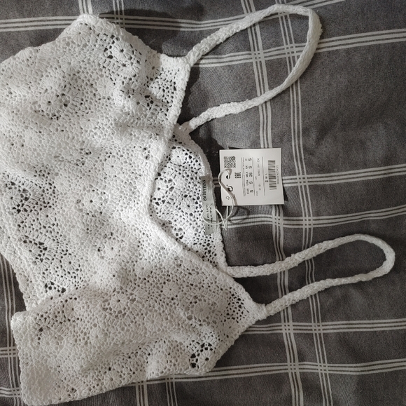 NWT crochet knit top summer loose fit tank cropped top - Picture 3 of 5